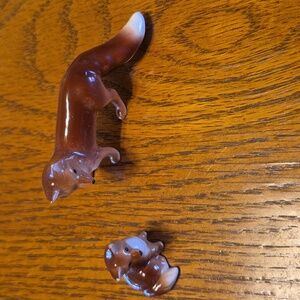 Hagen Renaker Miniature Retired Figurine Fox Mama and Kit